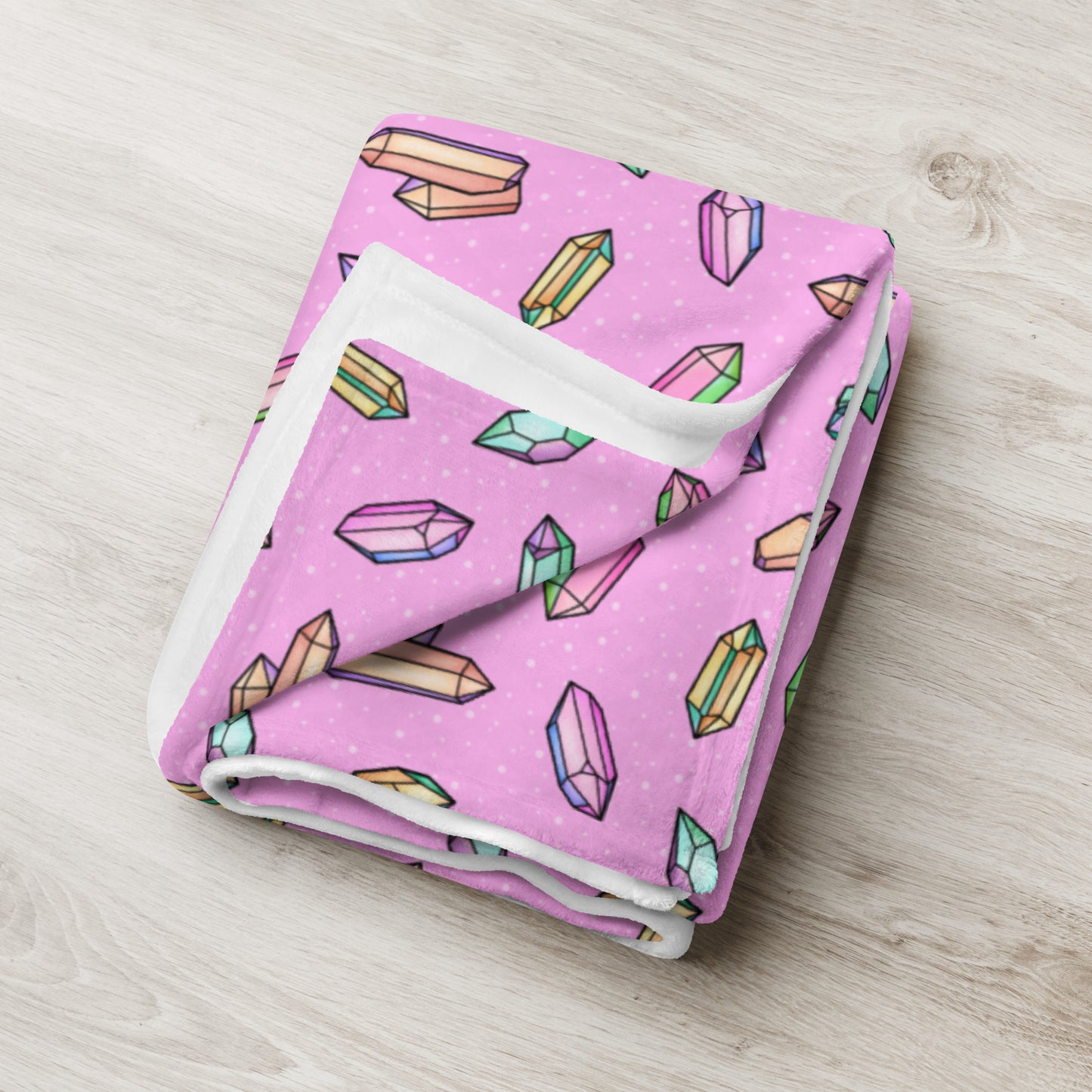 folded view of 50" x 60" Crystals most Mystical throw blanket in pink