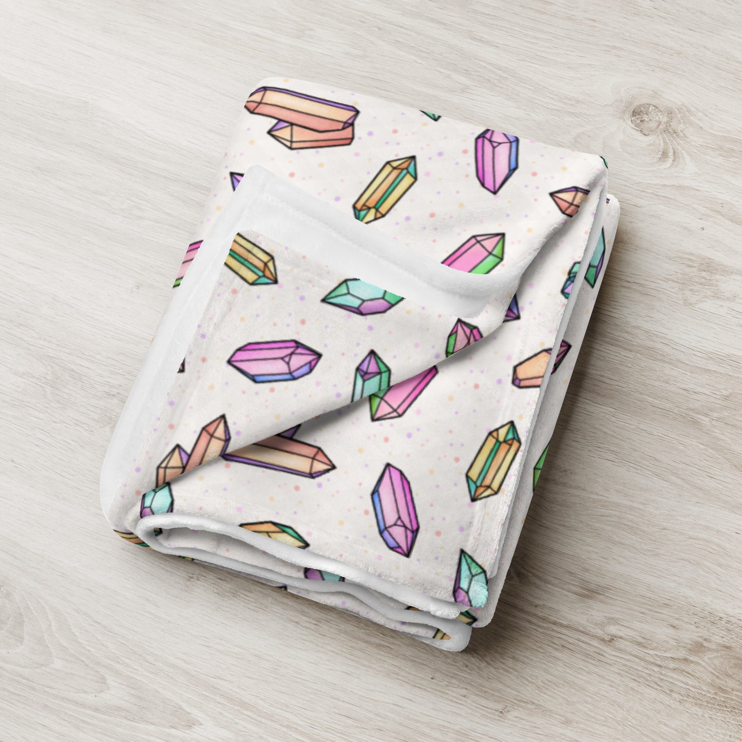 folded view of 50" x 60" Crystals most Mystical throw blanket in crream