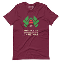 Maroon colour t-shirt variation of Nakatomi Plaza Die Hard t-shirt