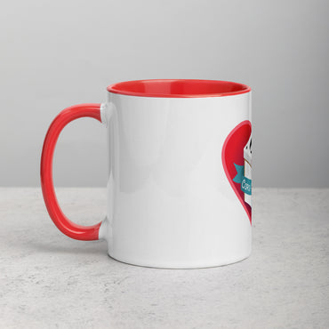 side view of I heart Corsi Rosenthal mug with red interior
