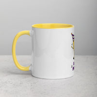 side view of Lemon Party mug with yellow interior and handle
