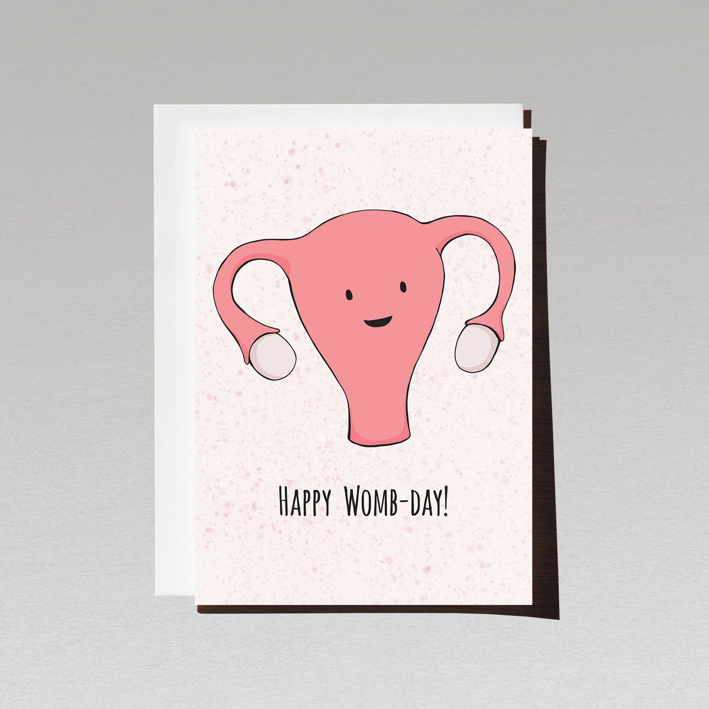 greeting card with happy cute uterus with text happy womb day