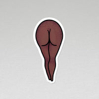 image of a female naked bottom and legs in very dark skin colour vinyl sticker with white border